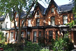 Victorian-era Bay-and-gable houses are a distinct architectural style of residence that is ubiquitous throughout the older neighbourhoods of Toronto.
