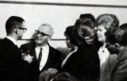 Hugh Nibley visits with BYU students in 1963