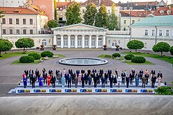 Guests of the 2023 Vilnius (NATO) summit in the Courtyard of the Presidential Palace in Vilnius