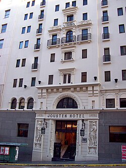 Hotel Jousten on Corrientes Avenue in Buenos Aires. The group of conspirators known as the "Jousten Generals" gathered here.