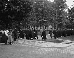 Photograph of the senior parade on commencement day, circa 1903