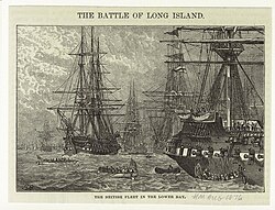The British fleet amassed off Staten Island in New York Harbor in the summer of 1776, as depicted in Harper's Magazine in 1876