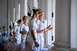 Female dancers in traditional Kandyan dress
