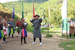 A Bhutanese archery competition