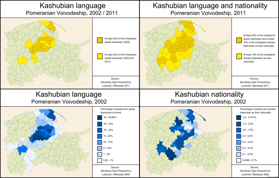 Kashubian language Pomeranian Voivodeship, Poland (2011 census)