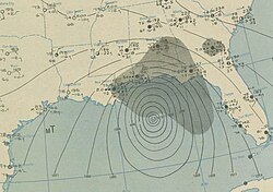 Weather map of the hurricane approaching southeast Louisiana on September 19