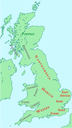 Anglo-Saxon and British kingdoms c. 800