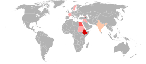 Distribution of Oriental Orthodox Christians in the world by country: Main religion (more than 75%) Main religion (50–75%) Important minority religion (20–50%) Important minority religion (5–20%) Minority religion (1–5%) Tiny minority religion (below 1%), but has local autocephaly