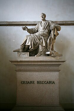 Statue of Cesare Beccaria, considered one of the greatest thinkers of the Enlightenment