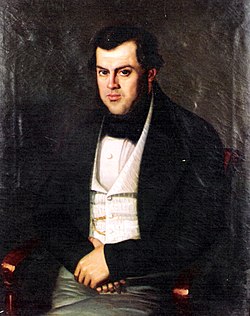 1845 portrait of Sarmiento during his exile in Chile, by Franklin Rawson.