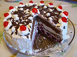 A Schwarzwälder Kirschtorte (Black Forest cake)
