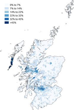 Percentage claiming to be Catholic in the 2011 UK Census in Scotland