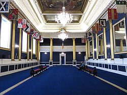 St. Patrick's Hall, Dublin Castle, with the banners of those who were Knights of St Patrick in 1922