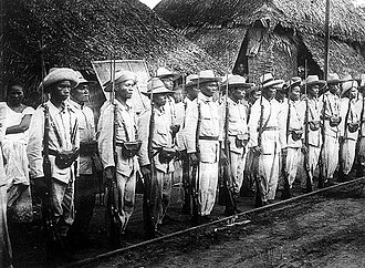 Filipino soldiers standing in attention