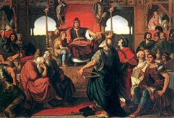 'Feast of Attila'. Hungarian romantic painting by Mór Than (1870).