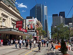 Crowds walk past the Royal Alexandra Theatre during the Toronto International Film Festival