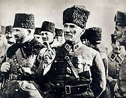 Mustafa Kemal in 1921. Hananu established an alliance with Mustafa Kemal, who supplied Hananu's forces with arms, funds and military advisers.