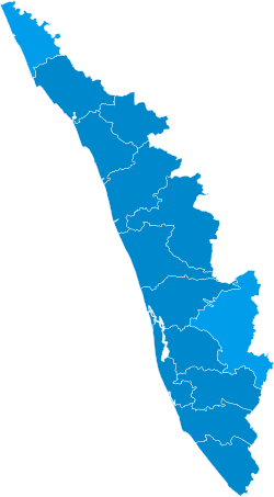 Languages spoken by district: Malayalam 80–90% 90–100%