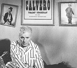 Limelight (1952) was a serious and autobiographical film for Chaplin. His character, Calvero, is an ex-music hall star (described in this image as a "Tramp Comedian") forced to deal with his loss of popularity.