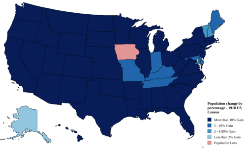 A map showing the population change of each US State by percentage.