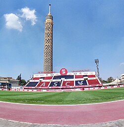 Cairo Tower behind Mokhtar El-Tetsh Stadium