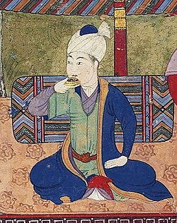Contemporary depiction of the Qara Qoyunlu Pir Budaq, son of Jahan Shah, c. 1455–1460