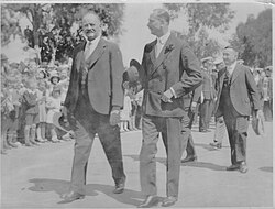 George Handley (Mayor) and Henry on his visit to Wangaratta 22 October 1934