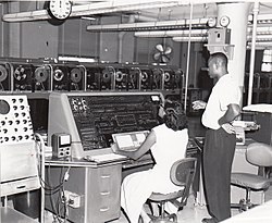 Census Bureau employees tabulate data using one of the agency's UNIVAC computers, c. 1960.