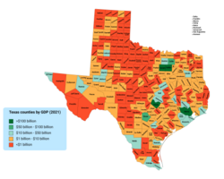 Texas counties by GDP (2021)