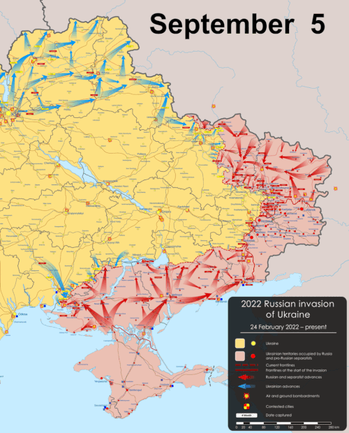 Animated map of the Russian invasion from 5 September 2022 to 11 November 2022