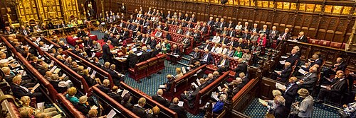 The House of Lords showing government, opposition and the cross benches