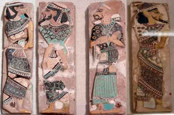 Ramesses III prisoner tiles depicting precursors of the Israelites in Canaan: Canaanites from city-states and a Shasu leader.[100][101][102]