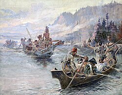 Corps of Discover on river boat October 1805