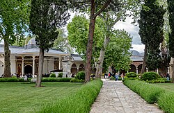 Park area with trees in the Second Court of the Topkapı Palace in Istanbul, Turkey