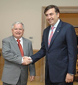 Mikheil Saakashvili with President of Poland Lech Kaczyński in 2007