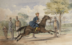 British nobility horse racing at Apsley House, London c. 1850s