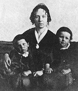 Elizabeth Cady Stanton and her two sons in 1848