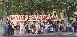 Demonstration against nuclear testing in Lyon, France, in the 1980s