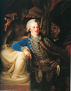 Hungarian prince Ferenc József in the typical dress of the Hungarian nobility, 18th century.