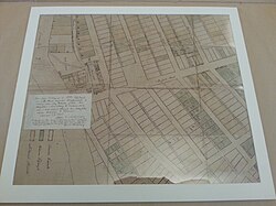 This hand-drawn map, believed to have been penned by Nathaniel Rochester, shows lots owned by Rochester, Fitzhugh, and Carroll.