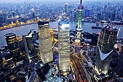 The Shanghai Bund and Lujiazui seen from the Shanghai Tower