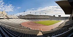 Estadi Olímpic de Montjuïc (Barcelona Olympic Stadium) built for the 1936 Summer Olympics named People's Olympiad, main stadium of 1992 Summer Olympics