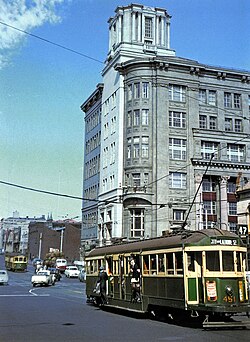 Argus building and Melbourne tram