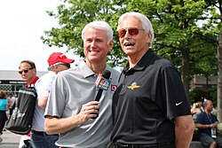 Reporter Scott Swan interviewing Conley Stamper at the 2015 Indianapolis 500