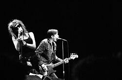 Exene Cervenka and John Doe during an X concert in 1983