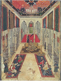 A Maratha Durbar showing the Chief (Raja) and the nobles (Sardars, Jagirdars, Istamuradars & Mankaris) of the state.