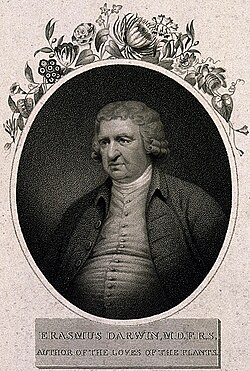 Erasmus Darwin in stipple engraving by Holl, 1803, after J. Rawlinson