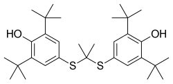 Probucol, which has 2 hindered phenols and 2 sulfides.