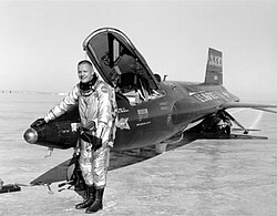Neil Armstrong and the North American X-15 after a research test flight in 1960