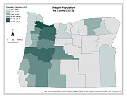 Oregon population by county using 2012 estimates[102]